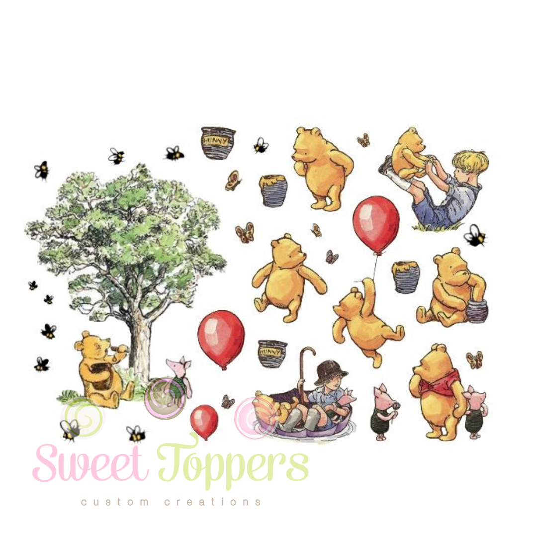 Winnie The Pooh cupcake toppers, Pooh bear toppers, Icing sheets EDIBLE