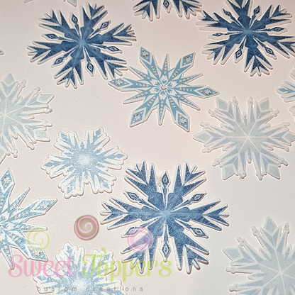 Snowflakes - Blue/white Pre-cut wafer Snowflakes