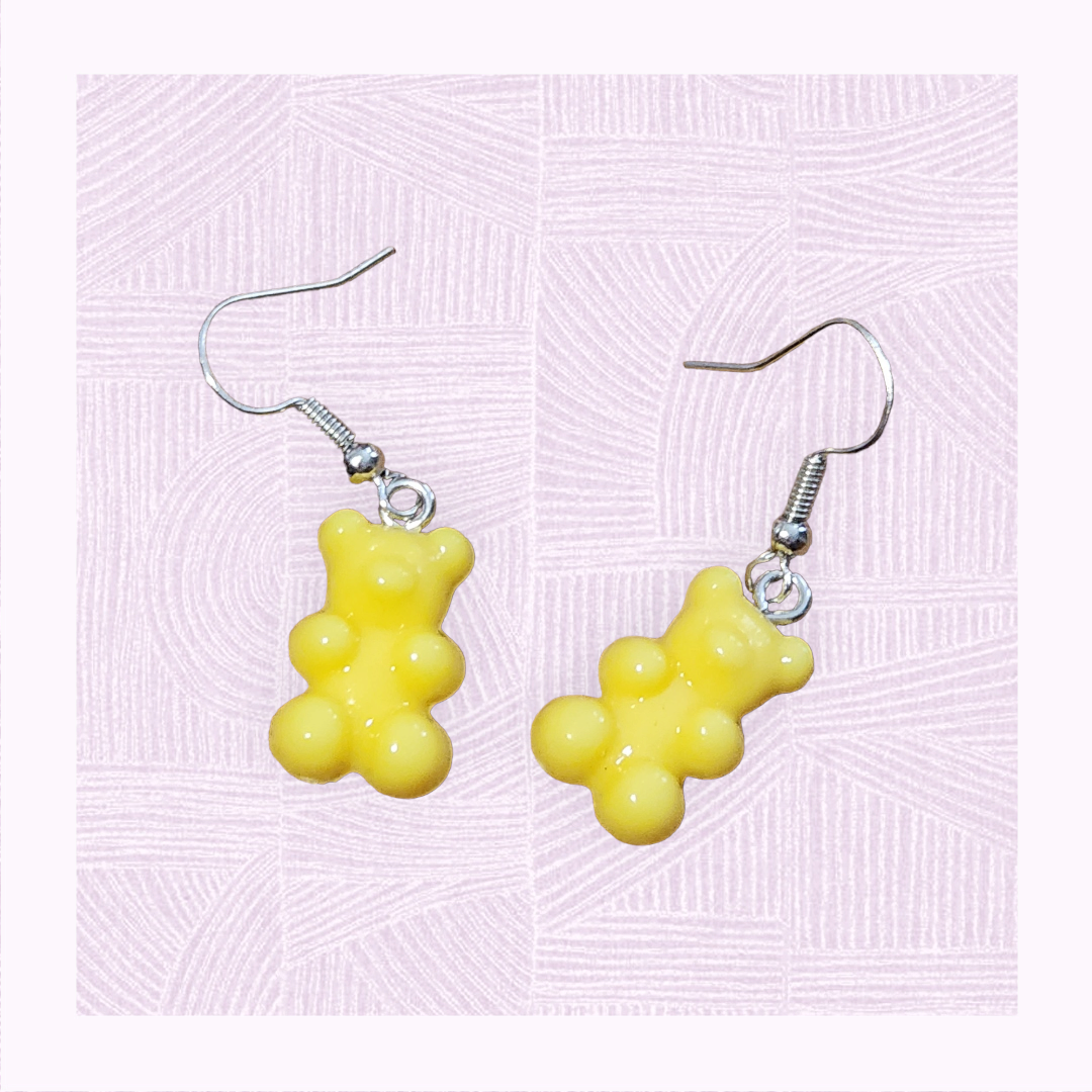Gummi bear cream drop earrings