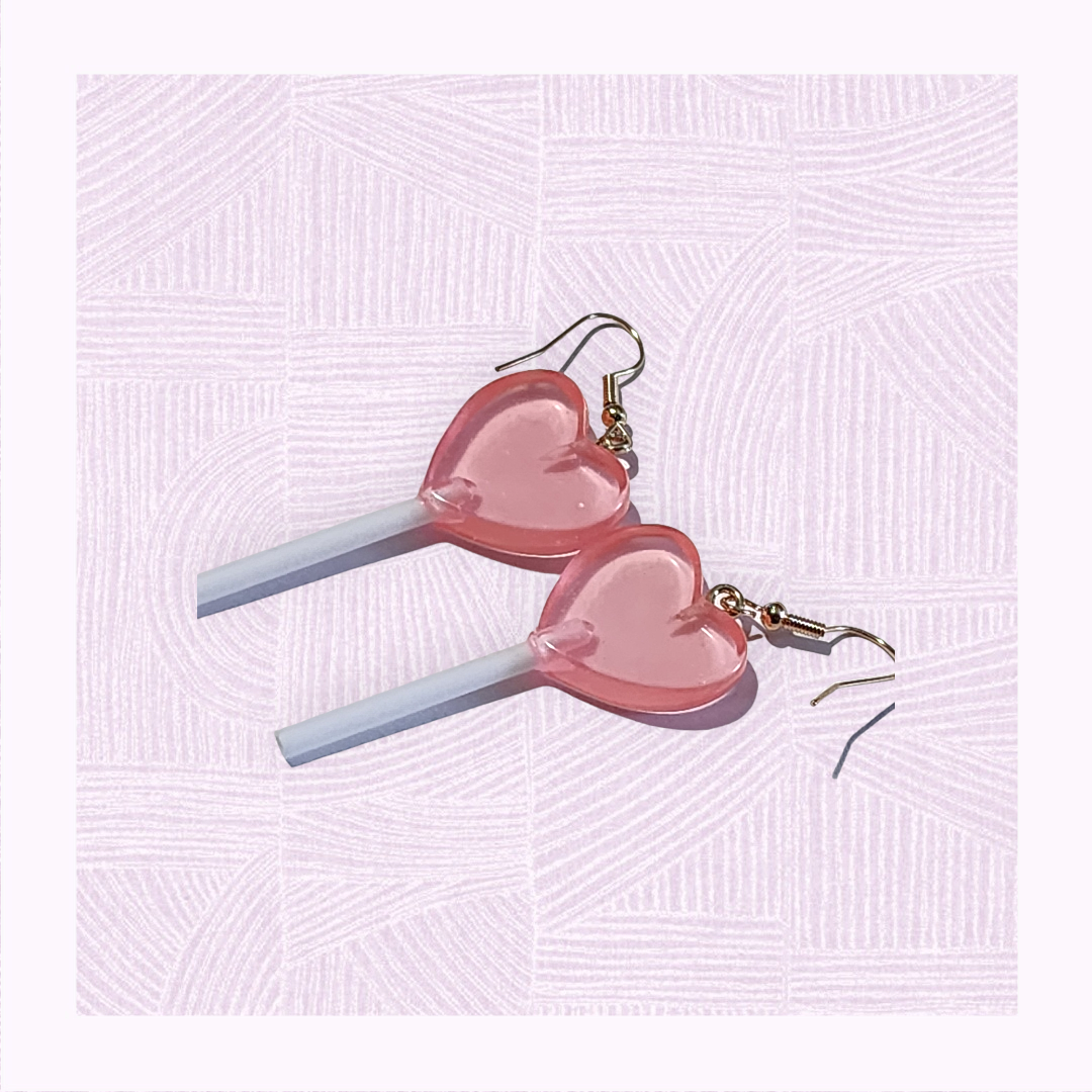 Heart candy pop dangle earrings