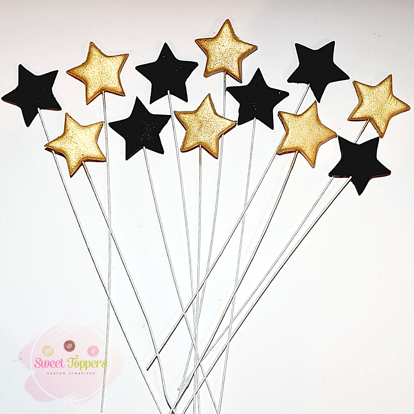 Gold and black floating stars