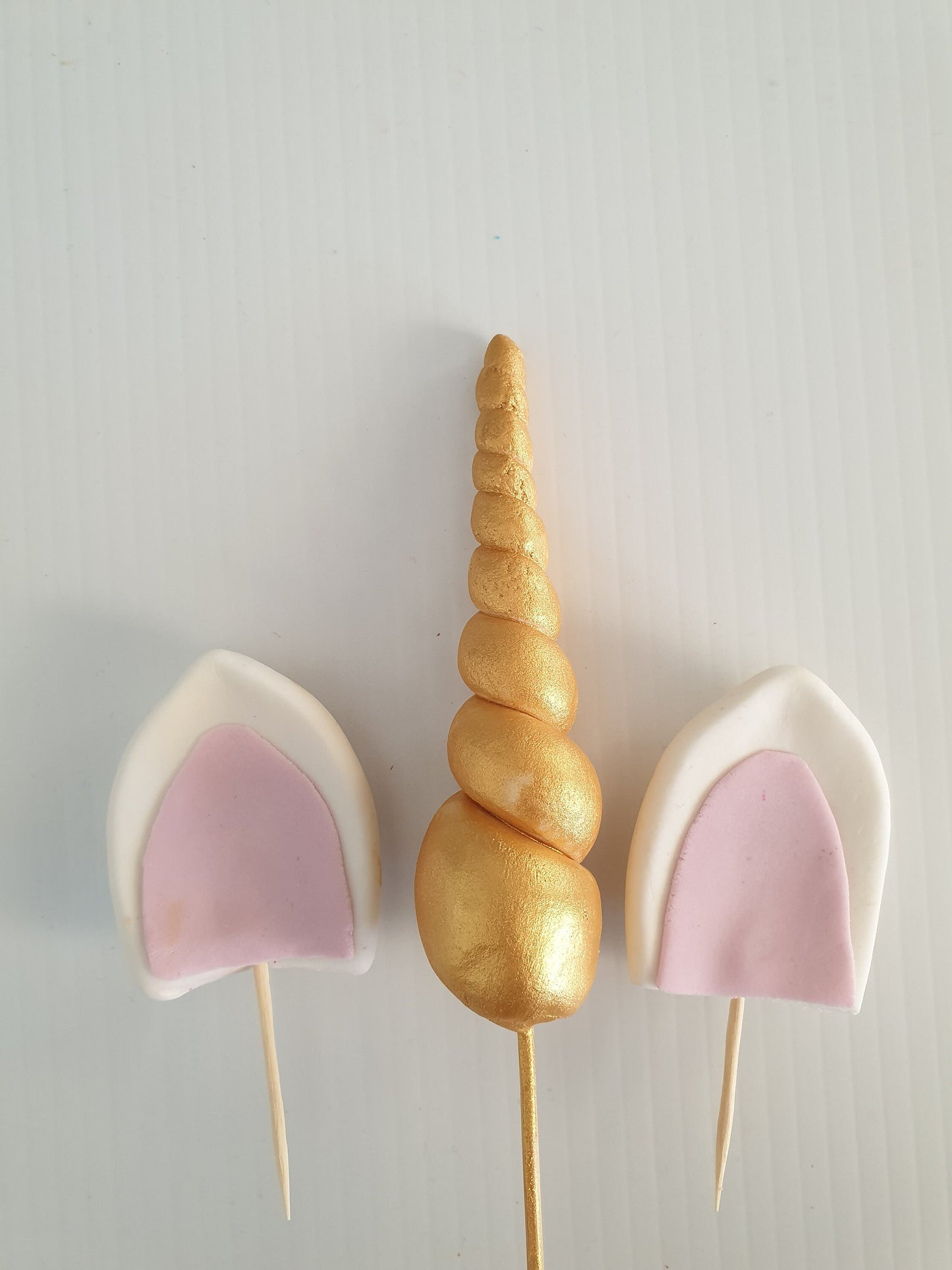 Unicorn horn and ears set edible cake topper decorations