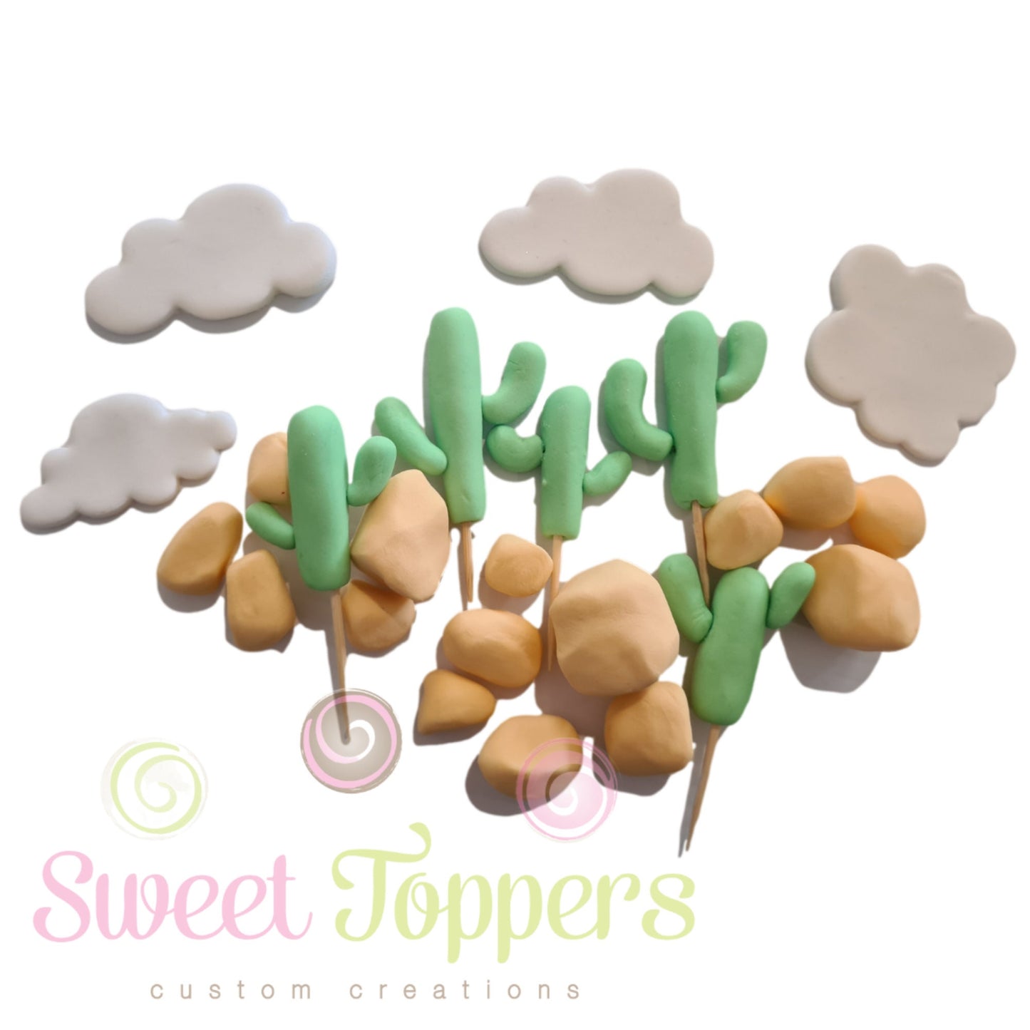 Desert themed cactus clouds Cars edible cake topper