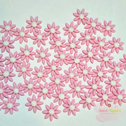 EDIT NEW 50 Daisies, dusty pink, beige and white edible fondant cake and cupcake toppers