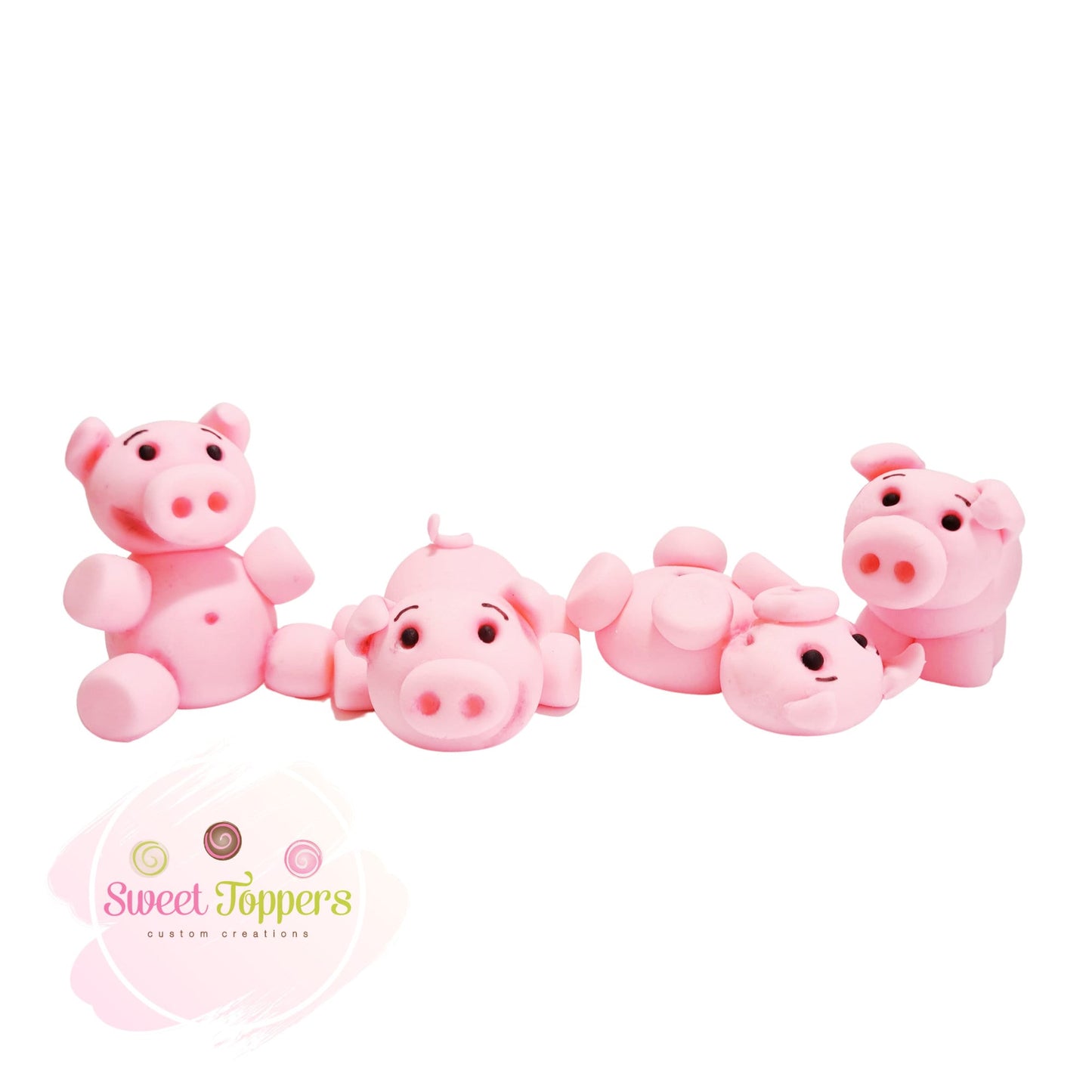4 Cheeky Piggy Pig toppers Happy muddy puddle edible cake decoration