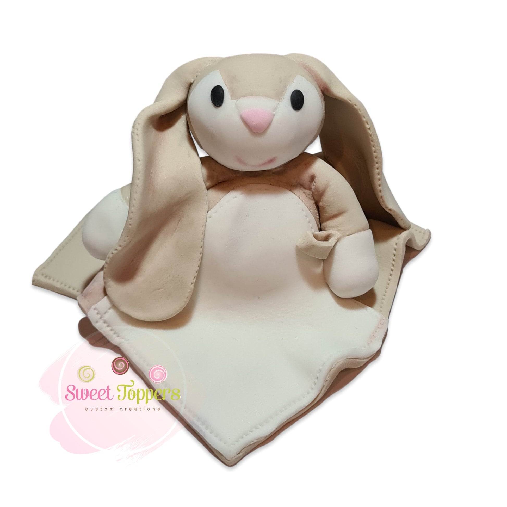 Bunny snuggle comforter cake topper riff raff fondant edible cake decoration